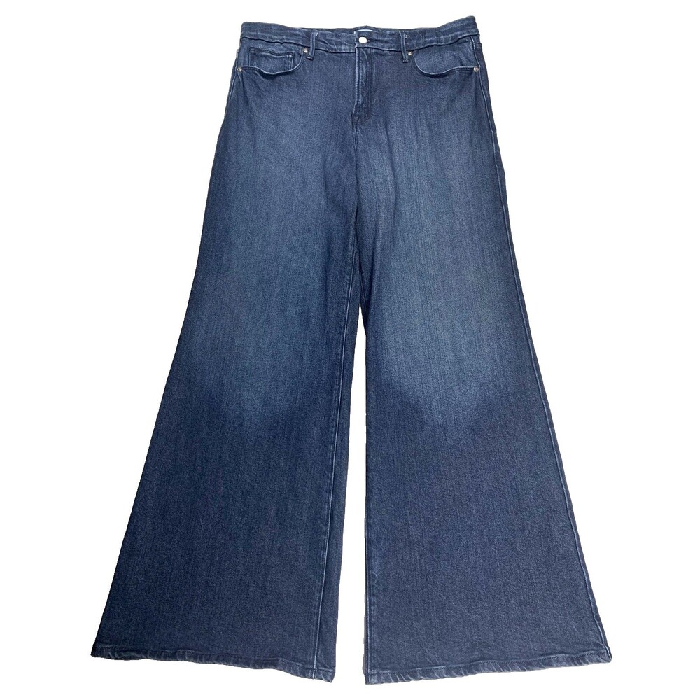 Good American Good Waist Palazzo Jeans Wide Leg Women’s 14 / 32 Stretch Lyocell
